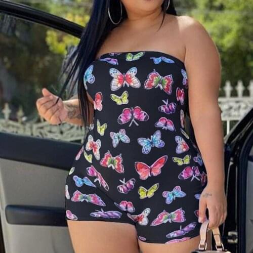 Summer Sexy Jumpsuit Women Off Shoulder Bodycon Butterfly Rompers Womens Casual Shorts Clubwear Playsuits Jumpsuits
