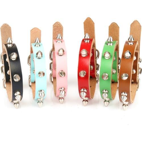 Small Dogs Collars retractable Real Cowhide Spiked Rivet For Pets Collar Necklace Cat Accessories dieren benodigheden hond