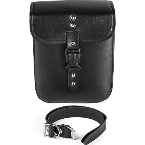 Motorcycle High Quality Black PU Leather Motorbike Tool Saddle Case Bags Side Storage Bag Pouches with Mount Straps
