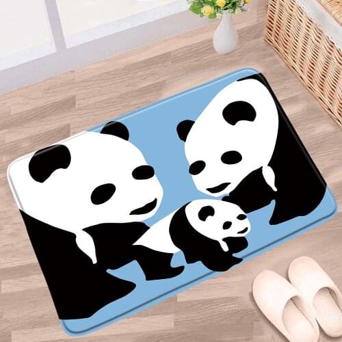 Cartoon Animals Bath Mat Panda Tiger Lion Animal Pattern Non-slip Rugs Flannel Home Decor Bathroom Kitchen Entrance Aisle Carpet