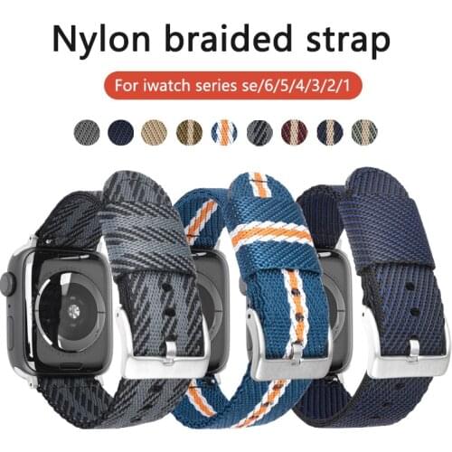 Nylon Strap For Apple Watch Band 44mm 40mm 42mm 38mm Nylon braided wristband iWatch Serie 3 4 5 SE 6 UTHAI P80