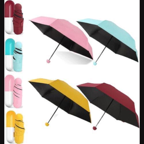 New Creative Portable Mini Solid Capsule Small Umbrella With Pill Package Box Pocket Umbrellas Anti-UV Ultralight Folding