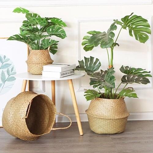 New Arrival Seagrass Wickerwork Basket Rattan Hanging Flower Pot Dirty Laundry Hamper Storage Basket Free Shipping