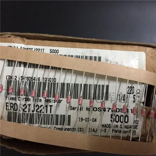 Original new 100% ERDS2TJ221T 1/8W 220R 0.125W 5% thick copper foot ring carbon film resistor (Inductor)