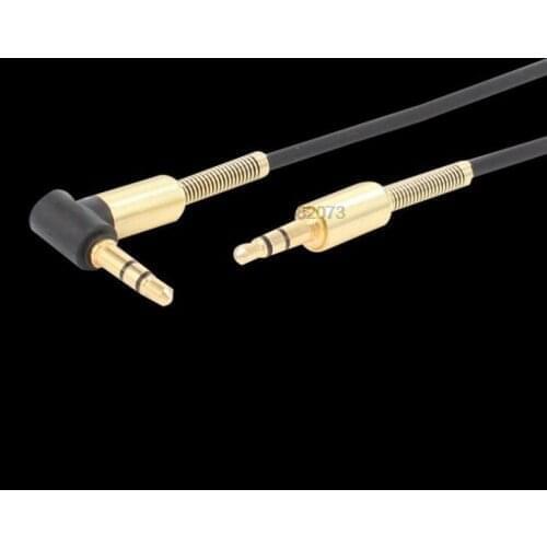 By DHL 500pcs 3.5mm Audio Cable 90 Degree Right Angle Jack AUX Spring Retractable Cable For Car Headphone Beats Speaker Aux