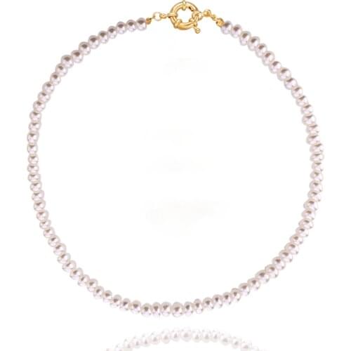 Imitation Pearls Beaded Necklace for Women Simple Style Clavicle Chain Short Necklaces Female 2021 Fashion Jewelry Gold Color