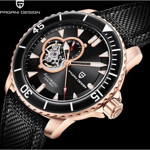 PAGANIDESIGN New Men Mechanical WristSeikonh39 Fashion Sapphire Glass Watch for Men Waterproof Stainless Steel Automatic Watches