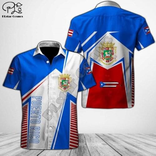 PLstar Cosmos Puerto Rico Flag Beach Summer Fashion Short Sleeve 3d Print Men Hawaiian Shirt Harajuku Tee Hip Hop Shirts Style-2