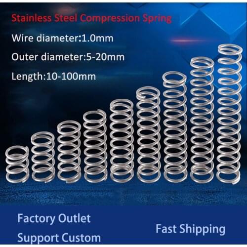 10pcs 1.0mm 304 Stainless Steel Compression Spring SUS Compressed Spring Wire Diameter 1.0mm Y-Type Rotor Return Spring