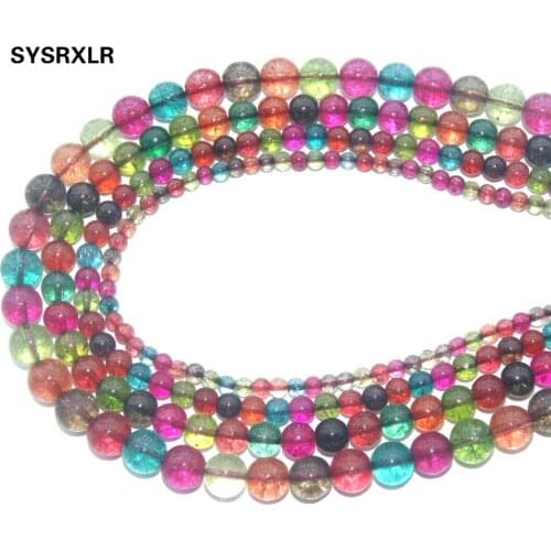 Natural stone Colourful Tourmaline Glass Crystal Beads For Jewelry Making Stone DIY Bracelet Necklace Material 4 6 8 10 12 MM