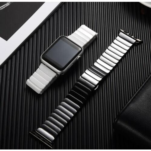 Strap for Apple Watch Band 44mm 40mm 42mm 38mm Accessories Ceramic Stainless steel butterfly bracelet iWatch series 6 5 4 3 2 se
