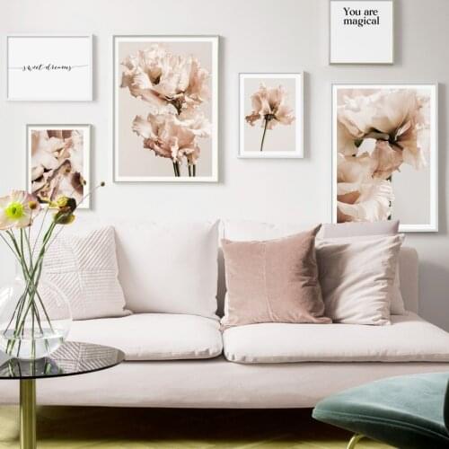 Pink Flower Natural Plant Quotes Nordic Poster Wall Art Canvas Painting Posters And Prints Wall Pictures For Living Room Decor