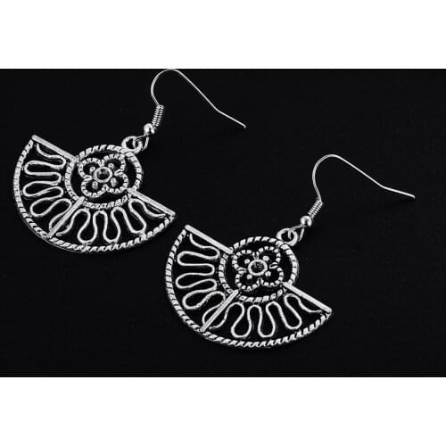 Trendy Vintage Fan Shape Dangle Earrings for Women Girl Retro Drop Earrings Cute Small Object Earring Jewelry Bijoux