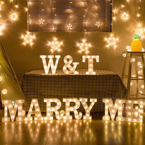 LED Letter Night Light Alphabet Number Heart Plastic LED Light for Wedding Valentines Day Ornament Birthday Party DIY Decoration