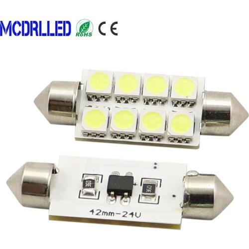Mcdrlled 8PCS Car 24V 42mm Festoon C5W C10W LED Bulb License Plate Tail Box Boat Reading Light Interior Dome Lamp