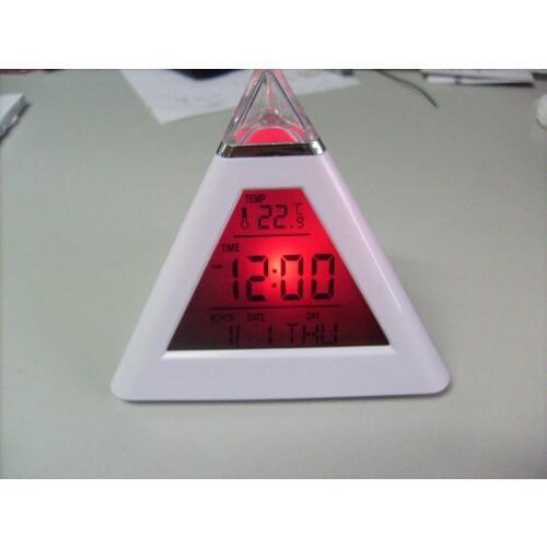 Triangle white seven-color alarm clock LED discolored alarm clock creative fashion lazy alarm clock decompression alarm clock