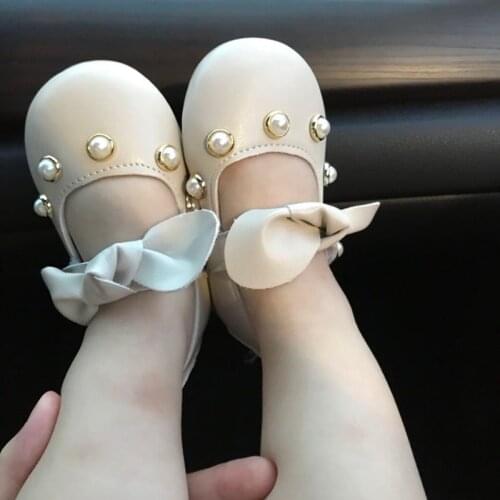 Toddler Baby Shoes Newborn Infant Girl Slip-On Pearls Leather Shoes For Kids Girls Party Wedding Princess Shoes 0 2 6 Years Old