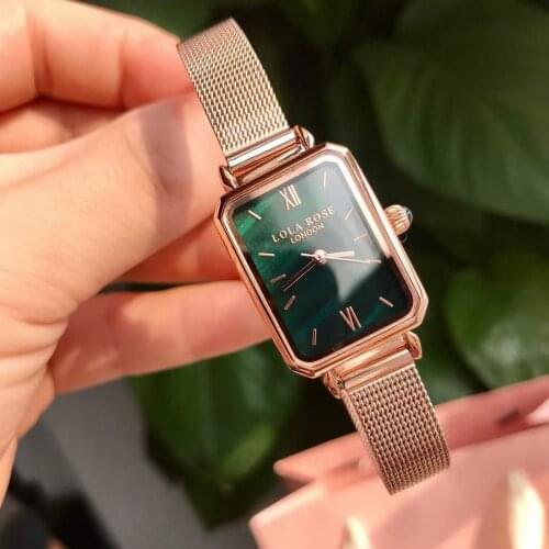 Women Watch Luxury Fashion Brand Quartz Watch Small Green Waterproof Retro Square Watch Stainless Steel Strap
