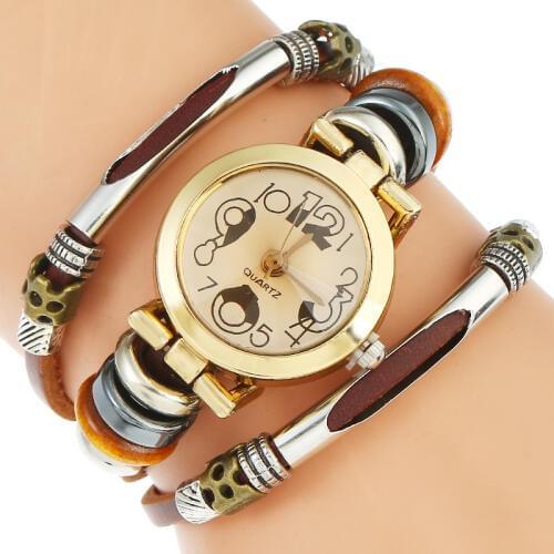 Gnova Platinum Top Genuine Leather Watch Women white Numberstriple Bracelet Wristwatch Quartz Fashion Reloj Para Dama B031W