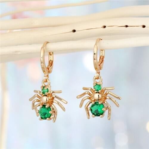 1Pair New Punk Zircon Crystal Spider Hoop Earrings For Women European Vintage Trendy Animals Pendant Circle Ear Stud Jewelry