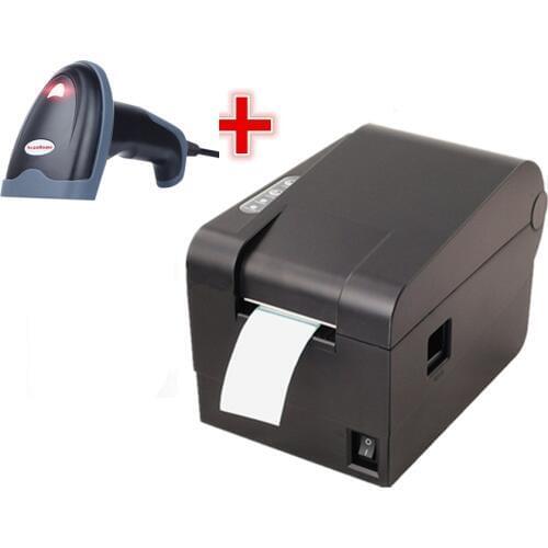 GIFT1pcs wired scanner+ Barcode label printers Thermal clothing label printer Support 58mm printing Paper/label printing doubles