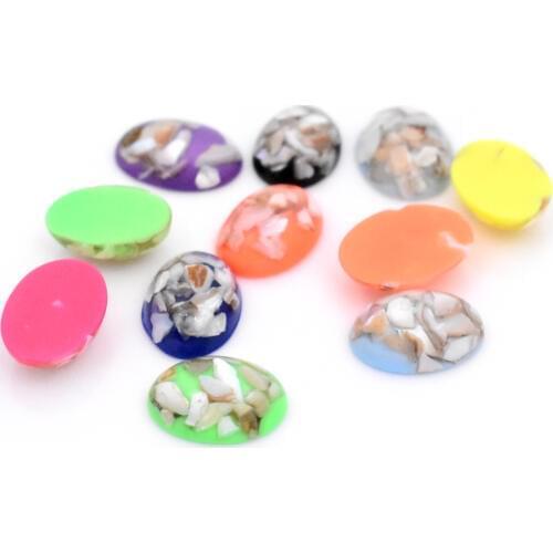 10pcs/lot 13x18mm New Fashion Mixed Colors Flat Back Oval Resin Cabochons Cameo Jewelry Accessories Supplies
