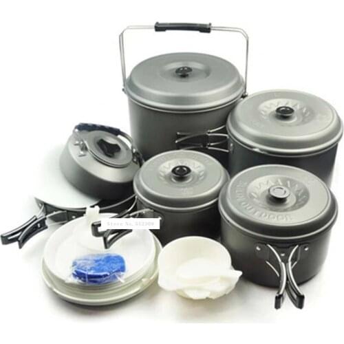 12 Person Travel Pots Set Large Capacity Lightweight Camping Pots Bowls Outdoor Cookware Tableware Family Set pot BL200-C10 1pc