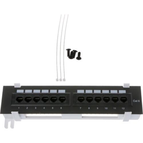 12 Port CAT6 Patch Panel RJ45 Networking Wall Mount Rack Mount Bracket X6HA