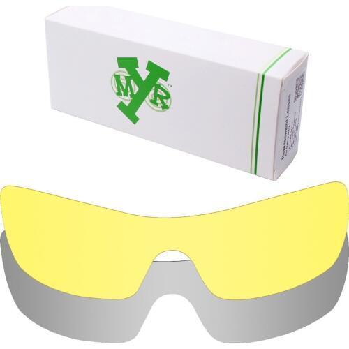 2 Pieces Mryok Anti-Scratch Replacement Lenses for-Oakley Batwolf Sunglasses Lens Silver Titanium & HD Yellow