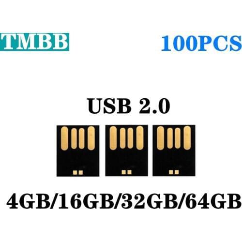 2020 100pcs Waterproof Short USB disk package 128M 2GB 4GB 8GB 16GB 32GB 64G USB 2.0 flash disk semi-finished products wholesale
