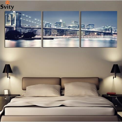 3 Piece Free Shipping Hot Sell Modern wall Painting New York Brooklyn bridge Home Decorative Art Picture Paint on Canvas Prints