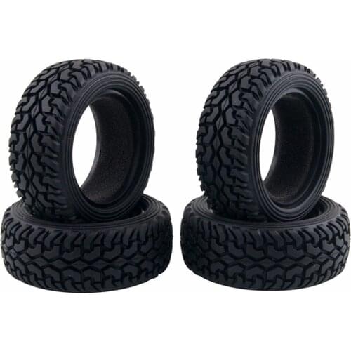 4pcs 1/10 RC Rally Rubber Tires for Tamiya Kyosho 4WD HPI HSP Drift On-Road Racing Touring Car