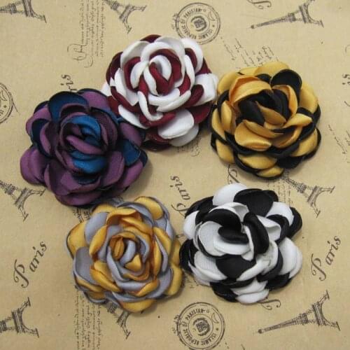 Free shipping!24pcs/lot 2inch New burt edge peony flowers brooch flower hair flower hair accessory