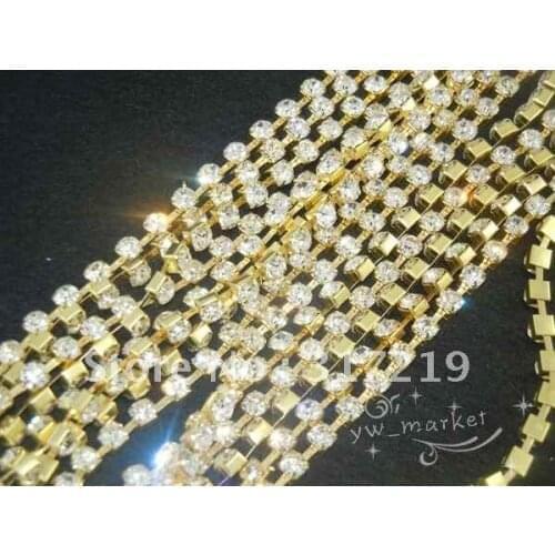Free Shipping! SS18 20Yard Per Roll Crystal Rhinestone Cup Chain Crystal Color!2013 Rhinestone Chain