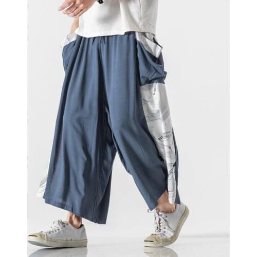 Chinese Style Mens Jogging Sweatpants Side Pocket Harem Pants Man Patchwork Fashion Pants Woman Casual Trousers Big Size 5XL
