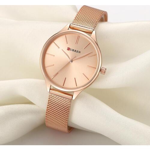 Brand Curren Watches Women Hot Fashion Womens Quartz Watch Rose Golde Mesh Bracelet Ladies Wristwatches Casual Relogio Feminino