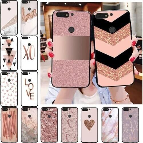 Yinuoda Love Heart Gold Rose Marble Stripes Phone Case cover Shell For Huawei Honor 8X 9 10 20 Lite 7A 7C 10i 9X play 8C 9XPro