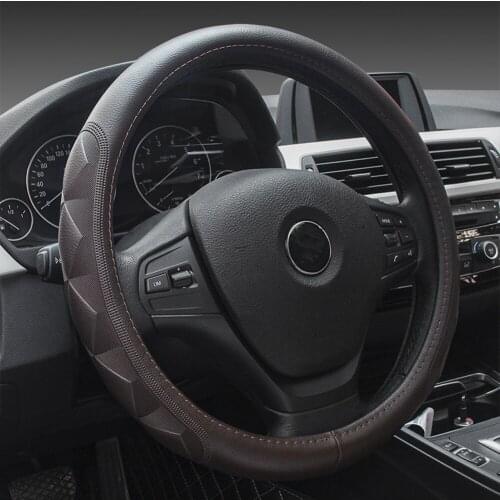 Black Durable 38cm Artificial Leather Car Steering Wheel Cover Soft Beathable for Car Styling Interior Accessories