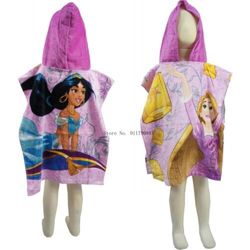 Disney Jasmine Princess Rapunzel Beautiful Printed Hooded Toilet Childrens Toilet Wrap Toilet Beach Toilet 50x115cm Toilet
