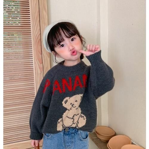Cartoons Bear Baby Knitting Sweater Winter Spring Warm Girls Thicken Outerwear Buttons Long Sleeve Cotton For Kids Letter Tops