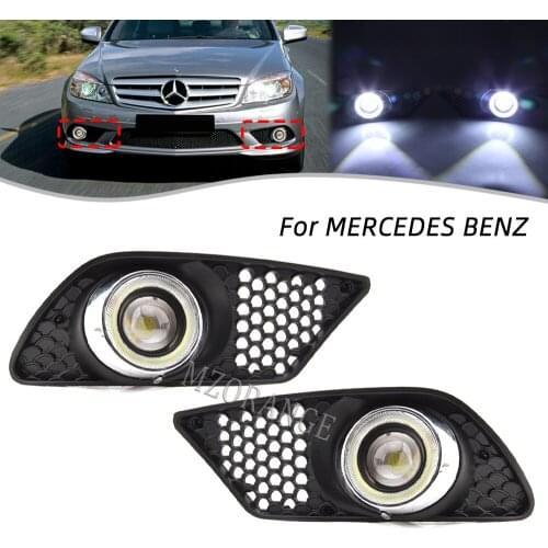 LED DRL Daytime Running Lights Front Bumper Fog Light Angel Eye Cover For Mercedes-Benz C-Class W204 2008-2010 A2048850353