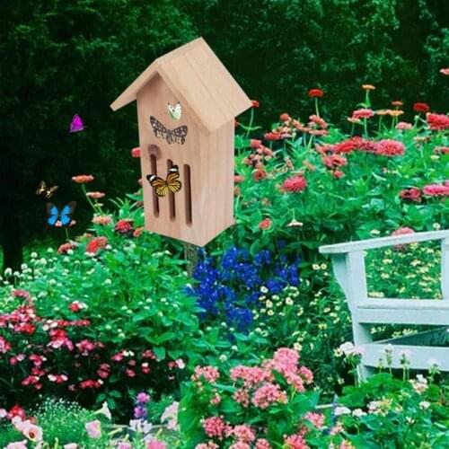 Insect House Natural Wooden Bee Hotel Butterfly Habitat for Gardens Ladybirds, lacewings,Solitary,and Other Beneficial Insects