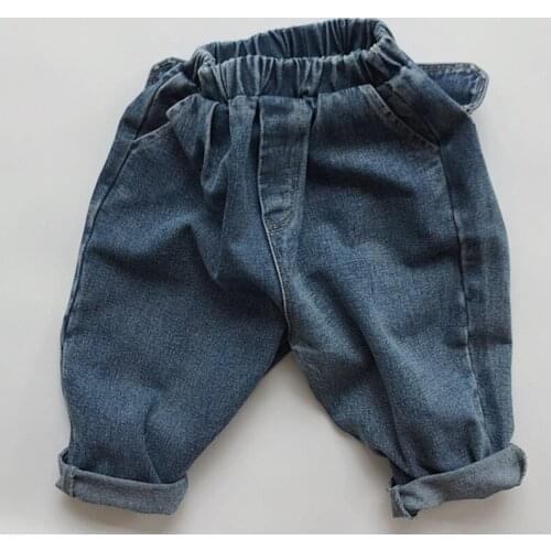 Baby Boys Girls Neutral Jeans Pants Elastic Waist Spring Autumn Korean Style Kids Casual Cowboy Pant Childrens Trousers