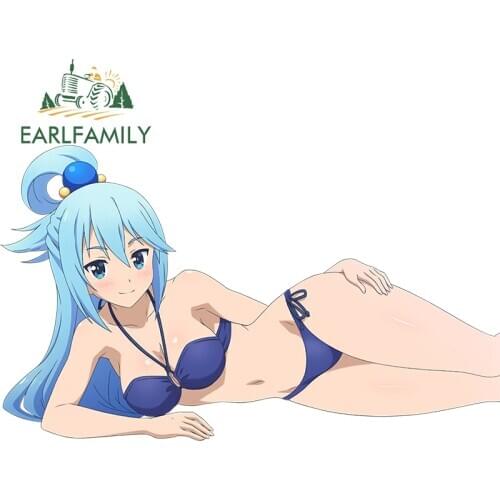 EARLFAMILY 13cm Sexy Girl Car Sticker Kono Subarashii Sekai ni Shukufuku wo! Anime Aqua Render Vinyl Decal Car Styling Decor
