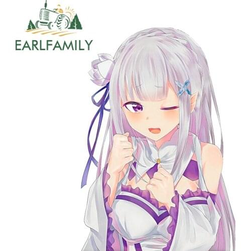 EARLFAMILY 13cm x 8.7cm for Cute Waifu Emilia Car Sticker Auto Bumper Window Stickers Fashion Vinyl Car Wrap Waterproof Decal