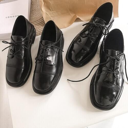 GUIDIBASICWomens Loafers Genuine Leather Round-Headed Low-Heeled Shoes Loafers Soft Bottom FrenulumD27-JH909