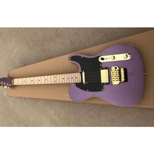Purple vibrato electric guitar, black guard plate, gold hardware, maple neck, custom made, free delivery