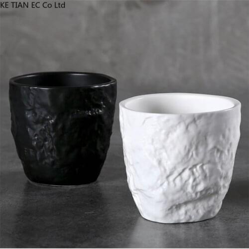 European Retro Ceramic Mug Black and White Stone Grain Coffee Cup 250ml Home Breakfast Cereal Milk Mug Home Couple Table Tea Cup