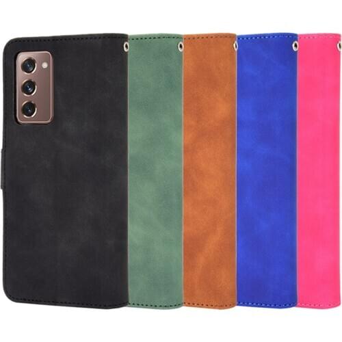 For Samsung Galaxy Z FOLD2 Flip Phone Case Skin Feel Protective Cover with Wallet Card Shell Shockproof Sleeve