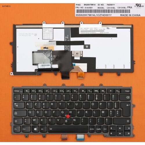 FR French AZERTY New Replacement Keyboard for Lenovo IBM Thinkpad X230S X240 X240S X250 X260 X270 Laptop with Backlit & Pointer